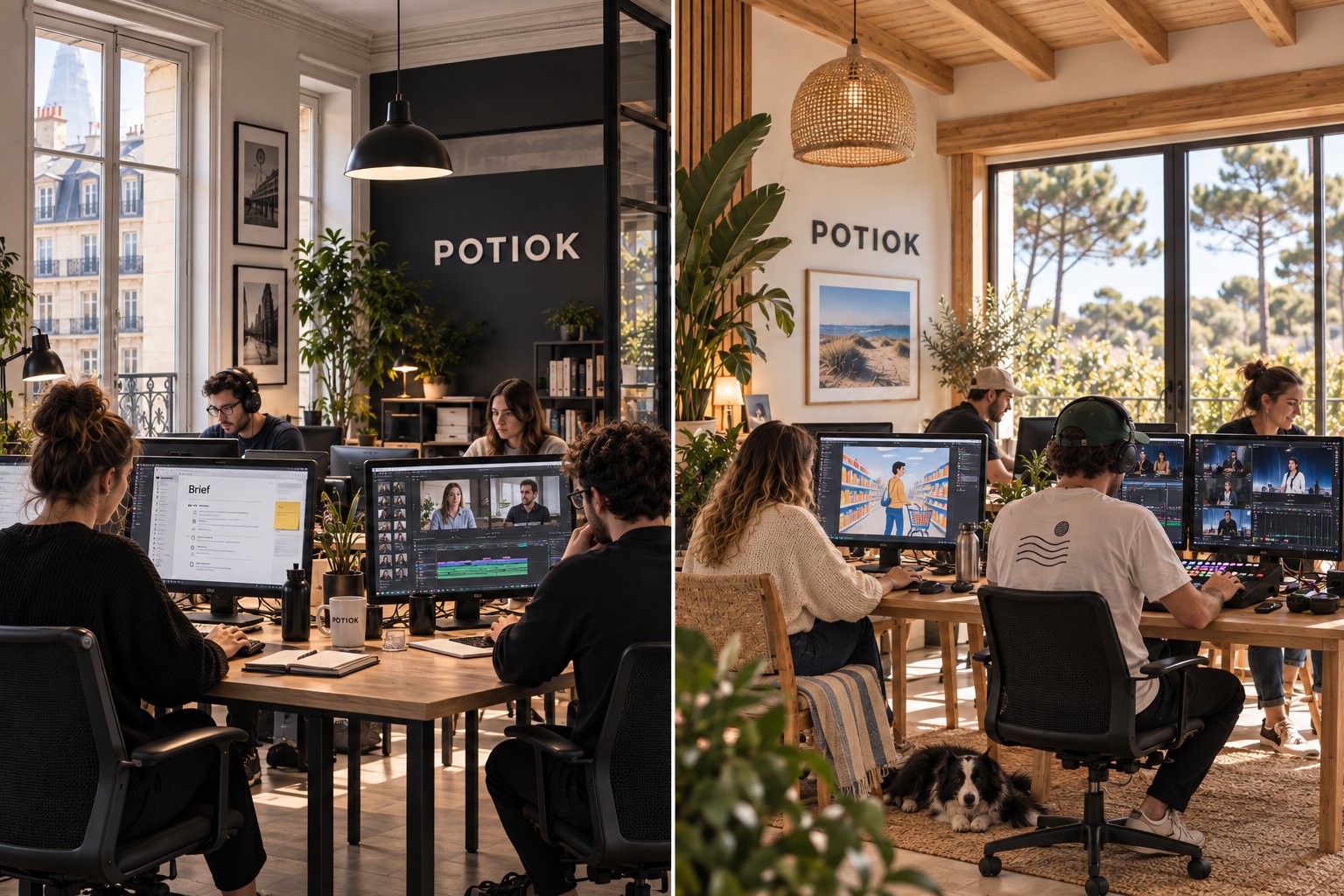 L'équipe Potiok au travail, à Paris et à Capbreton
